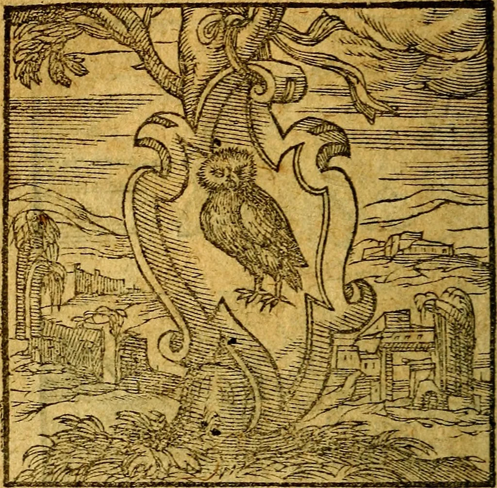 An illustration from Emblemata V.C. Andreae Alciati Mediolanensis iurisconsulti : cum facili & compendiosa explicatione, qua obscura illustrantur, dubiaq́ue omnia soluuntur,, 1622, leaf 39