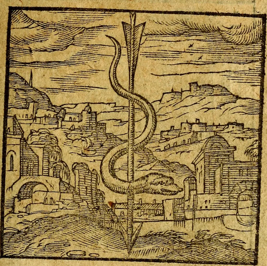 An illustration from Emblemata V.C. Andreae Alciati Mediolanensis iurisconsulti : cum facili & compendiosa explicatione, qua obscura illustrantur, dubiaq́ue omnia soluuntur,, 1622, leaf 40
