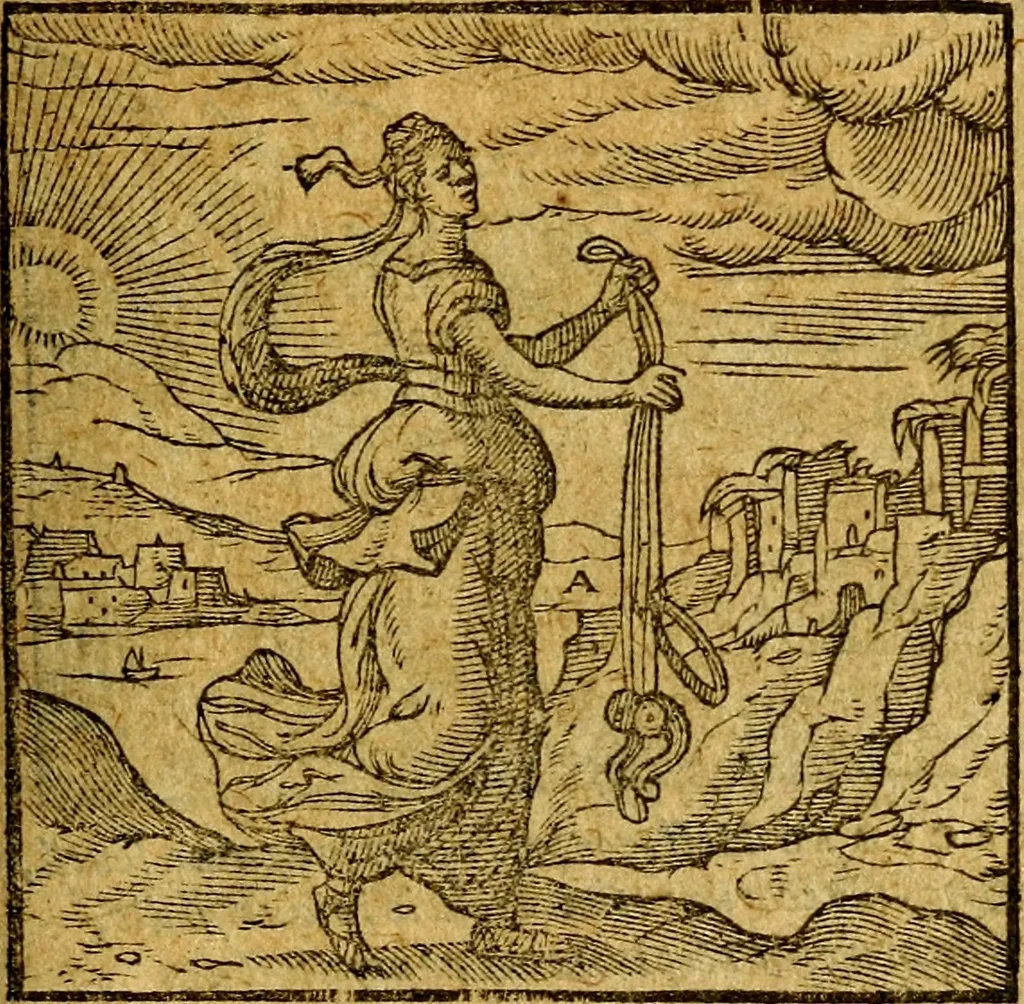 An illustration from Emblemata V.C. Andreae Alciati Mediolanensis iurisconsulti : cum facili & compendiosa explicatione, qua obscura illustrantur, dubiaq́ue omnia soluuntur,, 1622, leaf 48