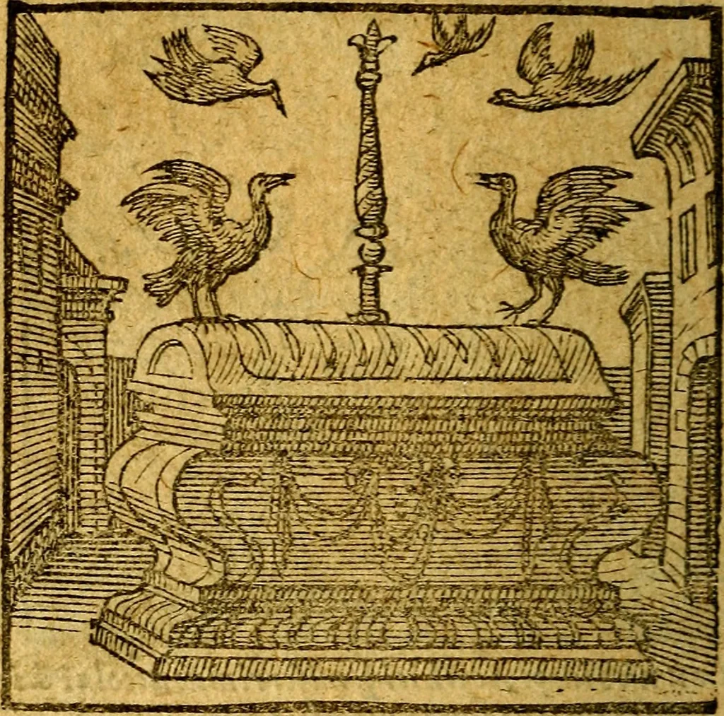 An illustration from Emblemata V.C. Andreae Alciati Mediolanensis iurisconsulti : cum facili & compendiosa explicatione, qua obscura illustrantur, dubiaq́ue omnia soluuntur,, 1622, leaf 59