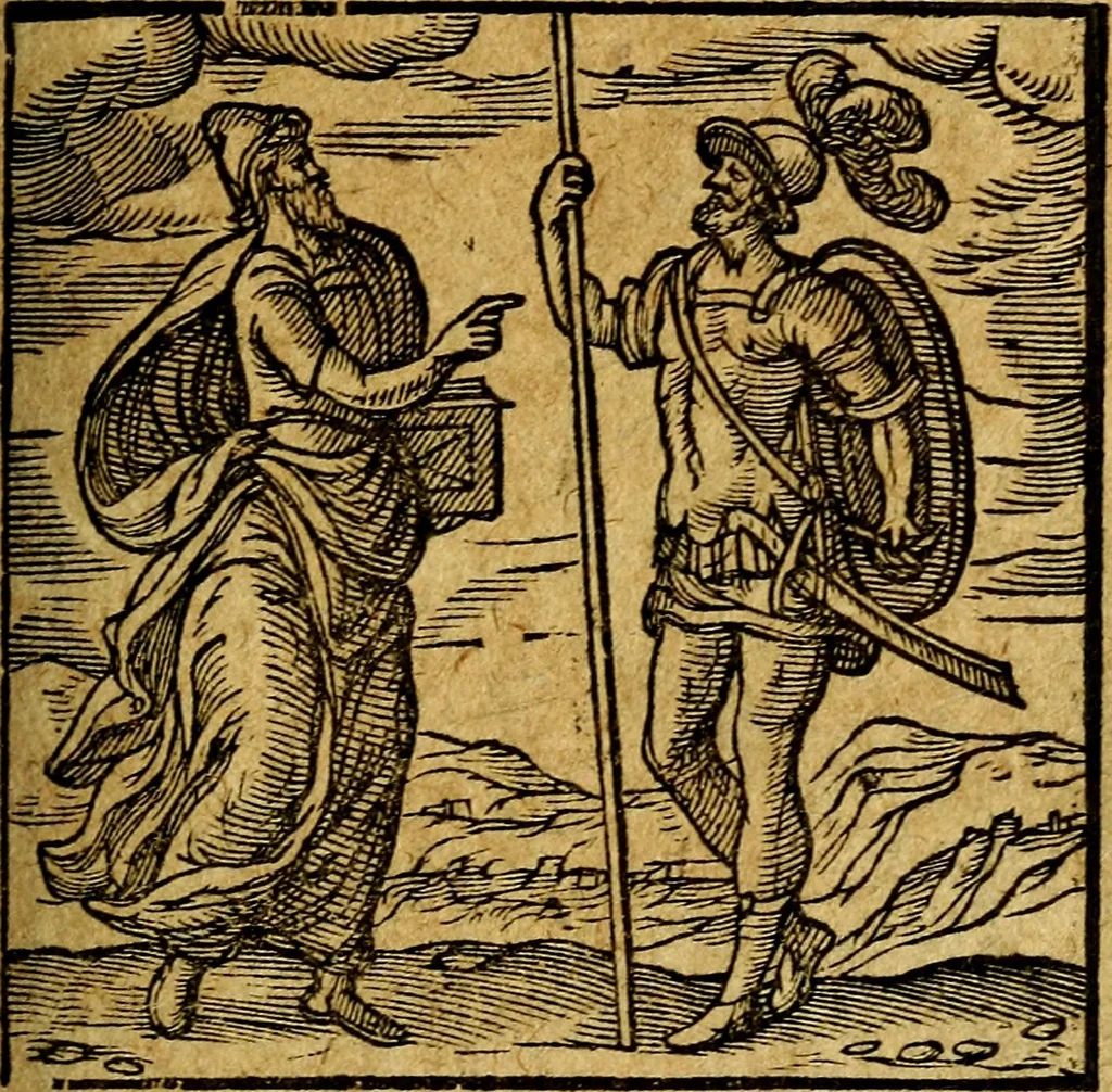 An illustration from Emblemata V.C. Andreae Alciati Mediolanensis iurisconsulti : cum facili & compendiosa explicatione, qua obscura illustrantur, dubiaq́ue omnia soluuntur,, 1622, leaf 62