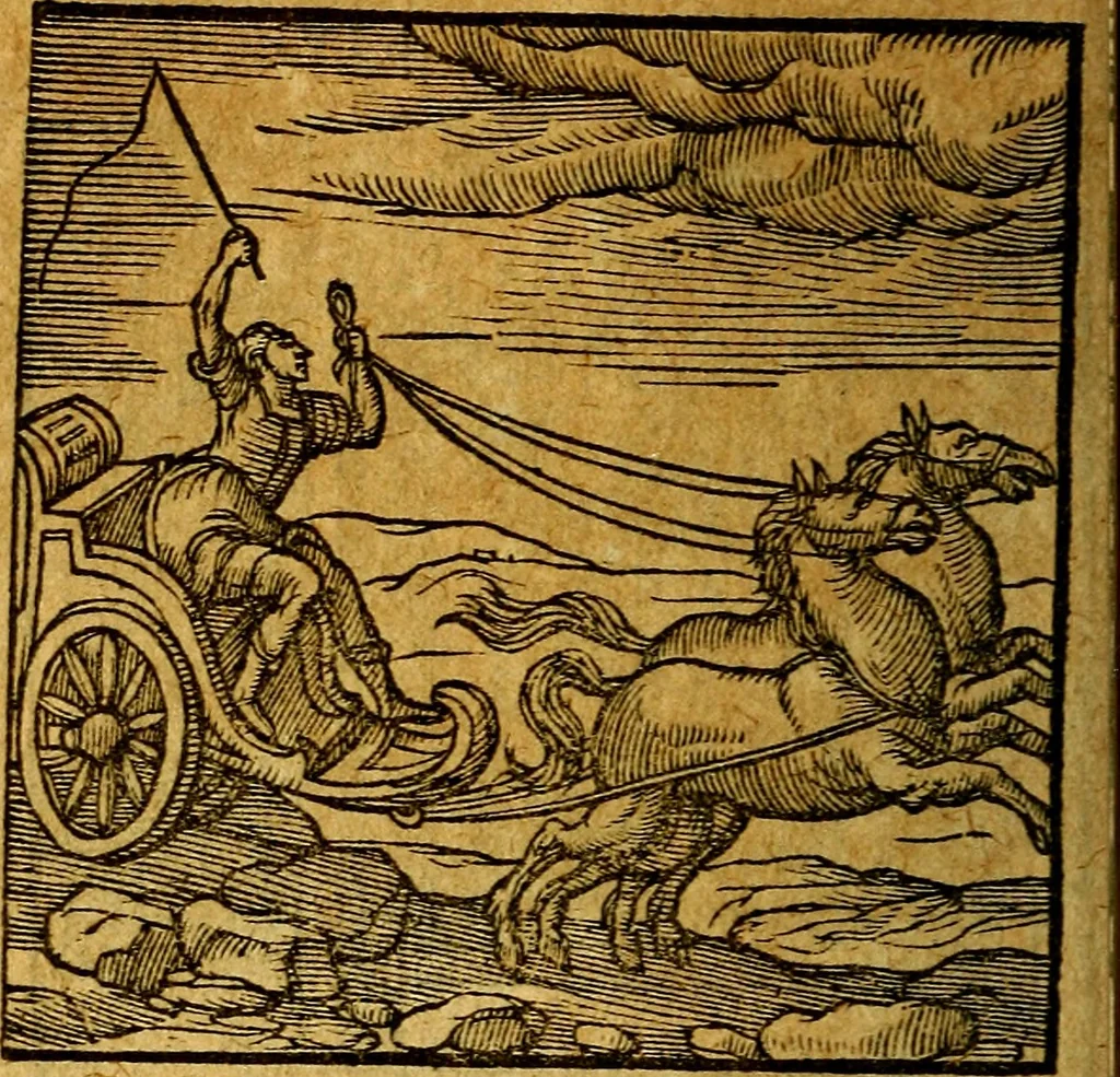 An illustration from Emblemata V.C. Andreae Alciati Mediolanensis iurisconsulti : cum facili & compendiosa explicatione, qua obscura illustrantur, dubiaq́ue omnia soluuntur,, 1622, leaf 77