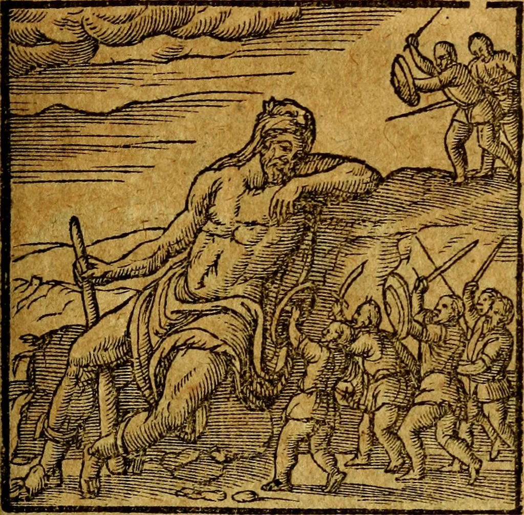 An illustration from Emblemata V.C. Andreae Alciati Mediolanensis iurisconsulti : cum facili & compendiosa explicatione, qua obscura illustrantur, dubiaq́ue omnia soluuntur,, 1622, leaf 80