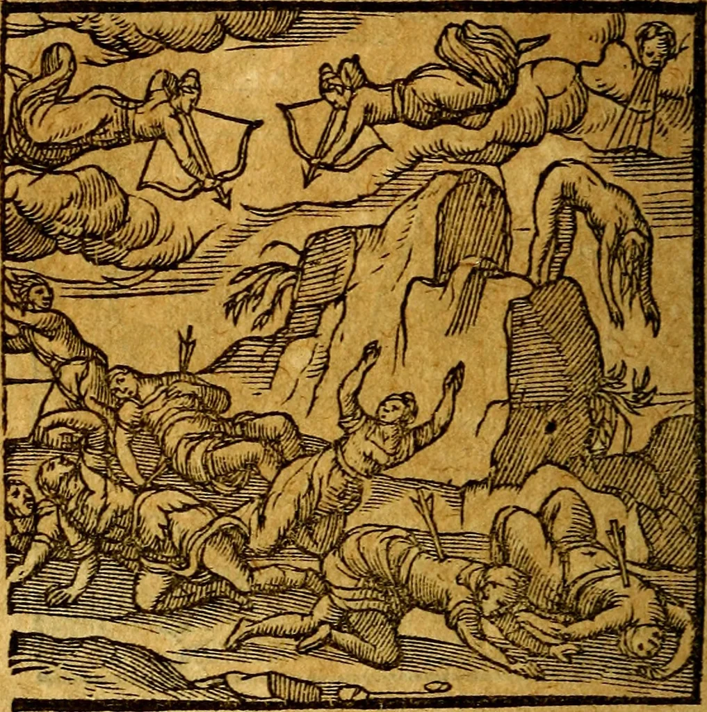 An illustration from Emblemata V.C. Andreae Alciati Mediolanensis iurisconsulti : cum facili & compendiosa explicatione, qua obscura illustrantur, dubiaq́ue omnia soluuntur,, 1622, leaf 89