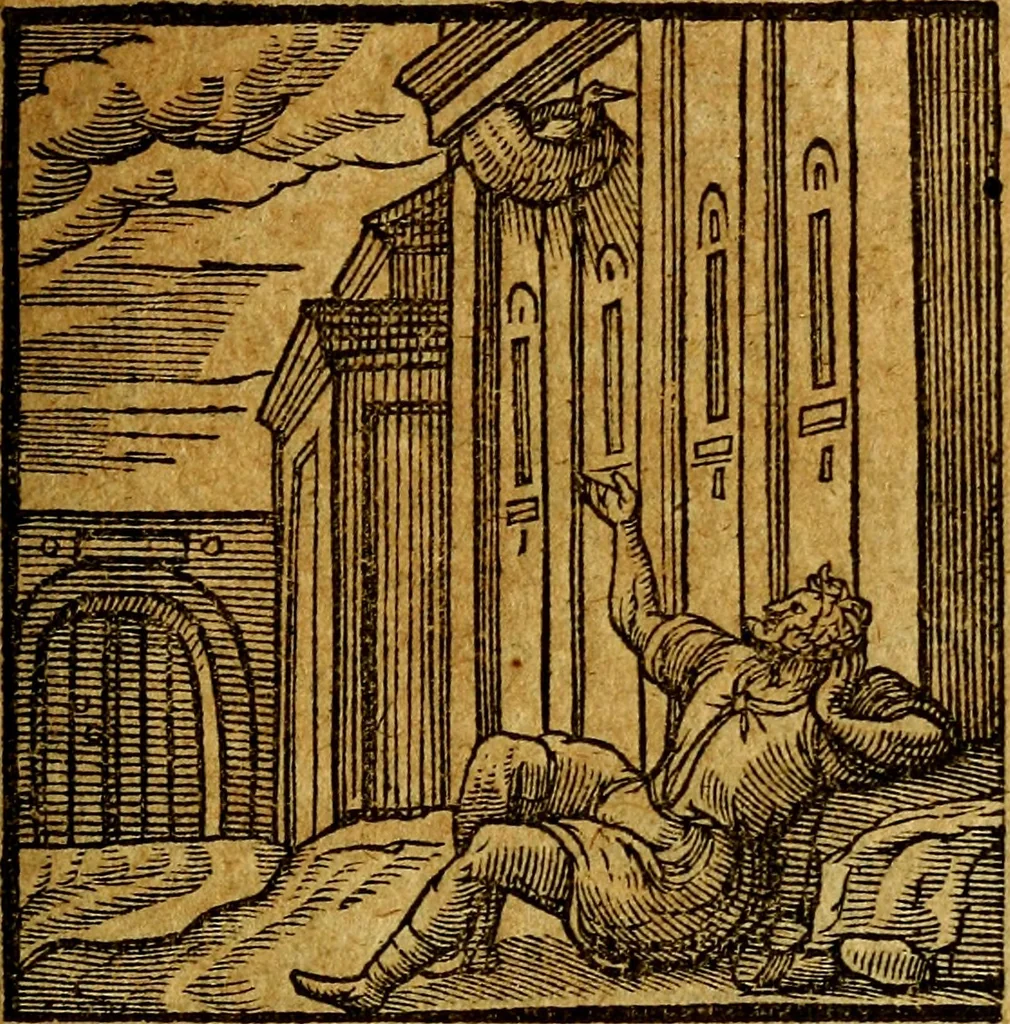 An illustration from Emblemata V.C. Andreae Alciati Mediolanensis iurisconsulti : cum facili & compendiosa explicatione, qua obscura illustrantur, dubiaq́ue omnia soluuntur,, 1622, leaf 92
