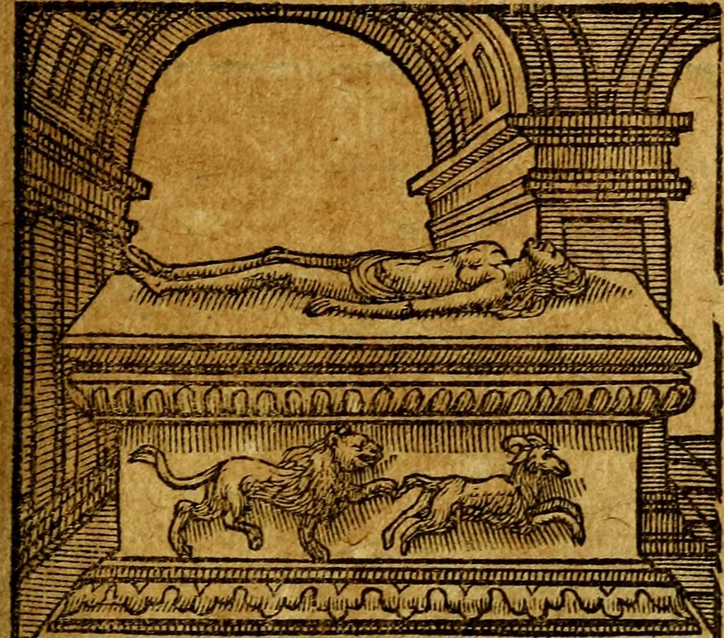An illustration from Emblemata V.C. Andreae Alciati Mediolanensis iurisconsulti : cum facili & compendiosa explicatione, qua obscura illustrantur, dubiaq́ue omnia soluuntur,, 1622, leaf 96