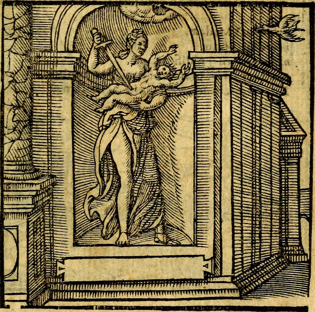 An illustration from Emblemata v. c. Andreae Alciati Mediolanensis iurisconsulti : cum facili & compe[n]diosa explicatione, qua obscura illustrantur, dubiáque omnia solvuntur, 1584, leaf 132