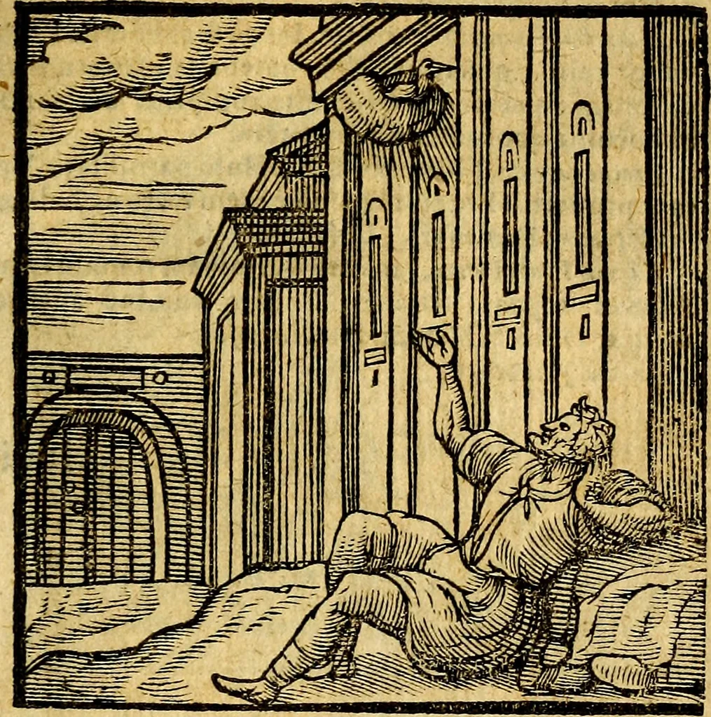 An illustration from Emblemata v. c. Andreae Alciati Mediolanensis iurisconsulti : cum facili & compe[n]diosa explicatione, qua obscura illustrantur, dubiáque omnia solvuntur, 1584, leaf 164