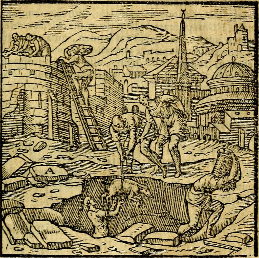 An illustration from Emblemata v. c. Andreae Alciati Mediolanensis iurisconsulti : cum facili & compe[n]diosa explicatione, qua obscura illustrantur, dubiáque omnia solvuntur, 1584, leaf 22