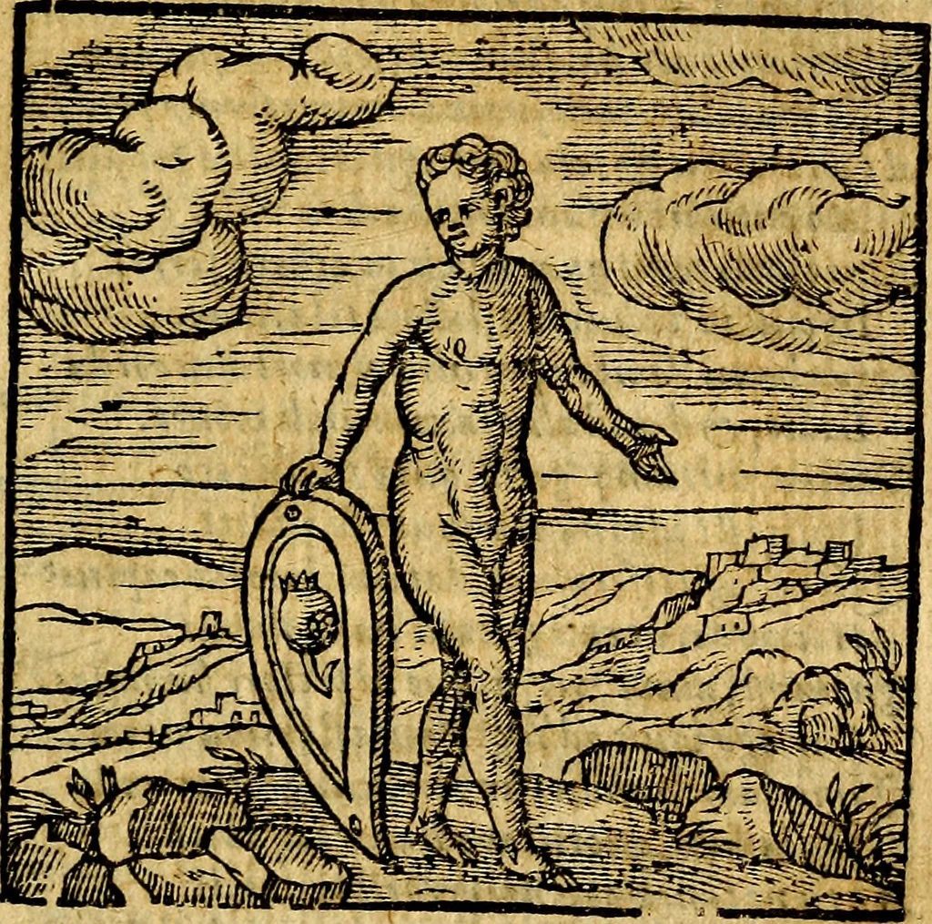 An illustration from Emblemata v. c. Andreae Alciati Mediolanensis iurisconsulti : cum facili & compe[n]diosa explicatione, qua obscura illustrantur, dubiáque omnia solvuntur, 1584, leaf 250
