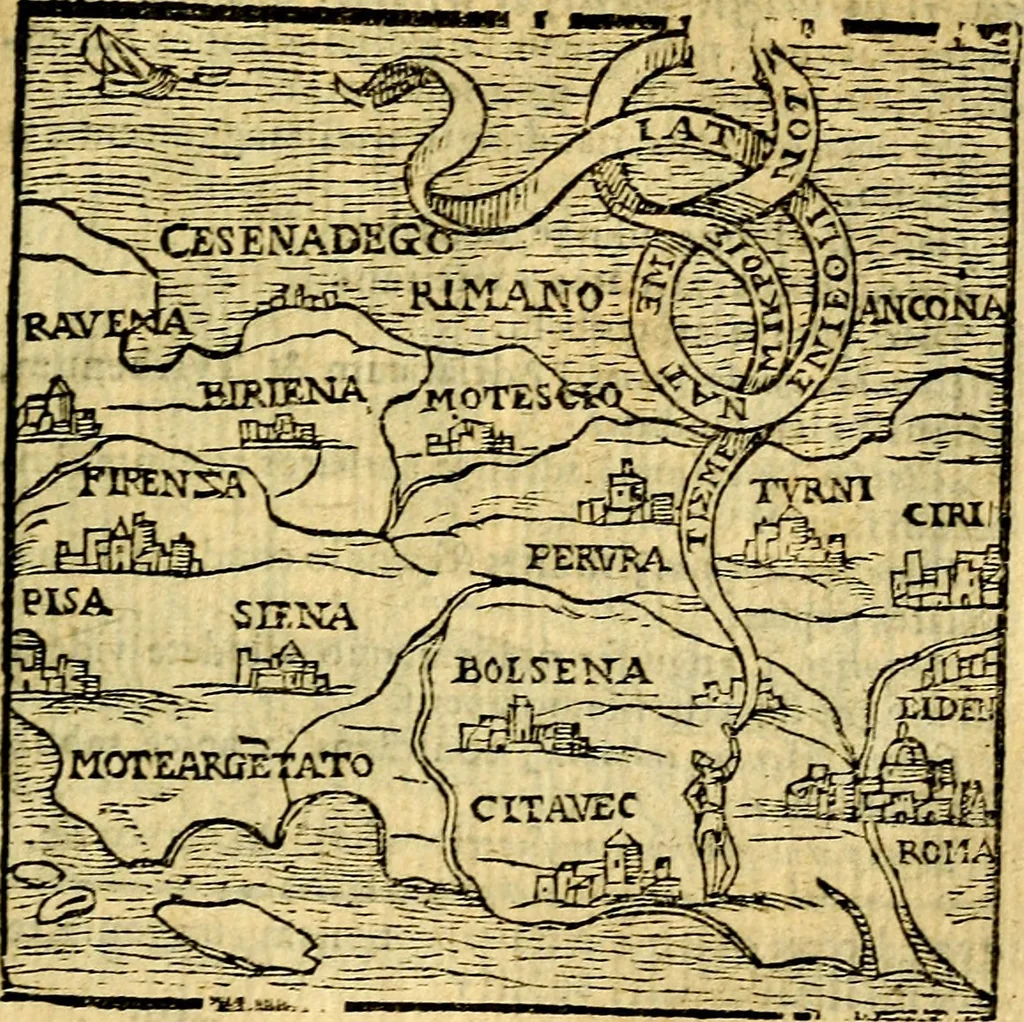 An illustration from Emblemata v. c. Andreae Alciati Mediolanensis iurisconsulti : cum facili & compe[n]diosa explicatione, qua obscura illustrantur, dubiáque omnia solvuntur, 1584, leaf 294
