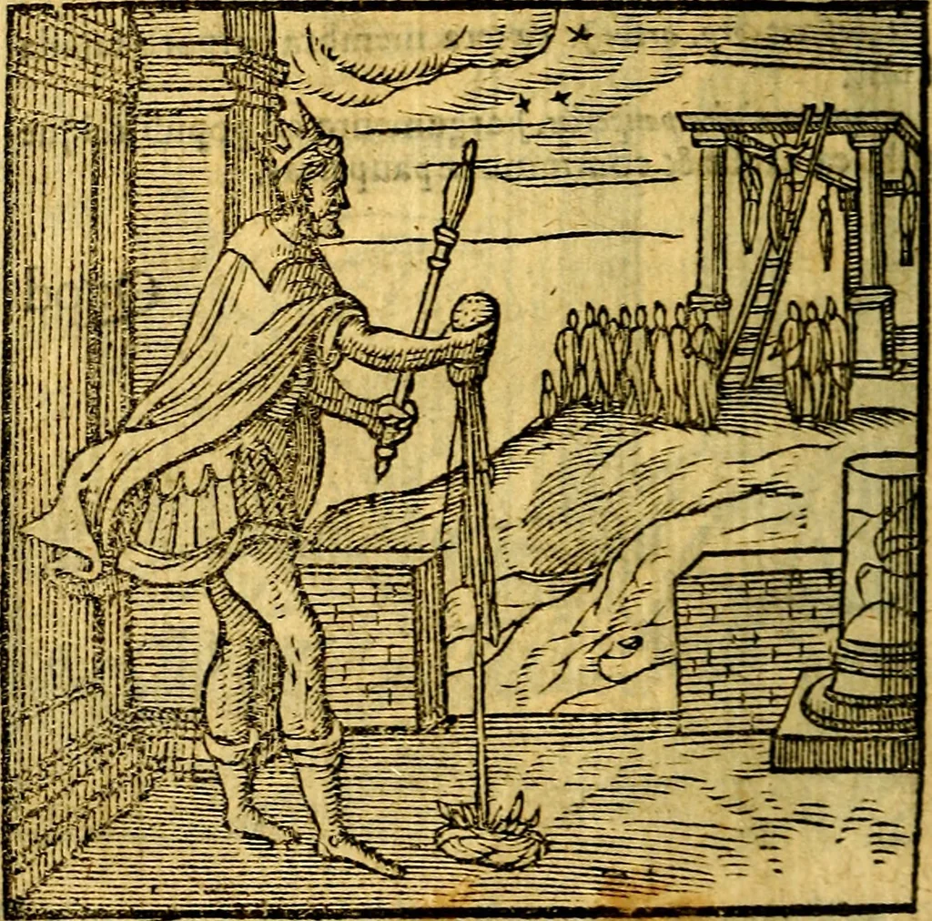 An illustration from Emblemata v. c. Andreae Alciati Mediolanensis iurisconsulti : cum facili & compe[n]diosa explicatione, qua obscura illustrantur, dubiáque omnia solvuntur, 1584, leaf 323