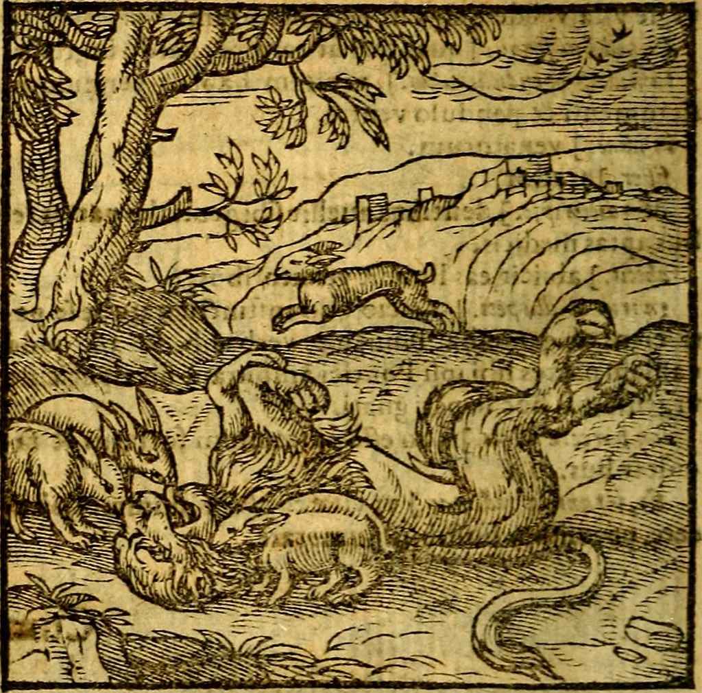 An illustration from Emblemata v. c. Andreae Alciati Mediolanensis iurisconsulti : cum facili & compe[n]diosa explicatione, qua obscura illustrantur, dubiáque omnia solvuntur, 1584, leaf 335