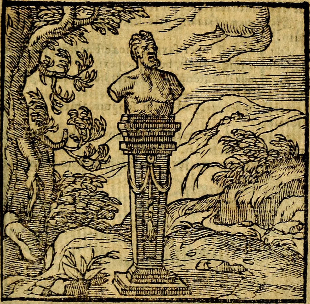 An illustration from Emblemata v. c. Andreae Alciati Mediolanensis iurisconsulti : cum facili & compe[n]diosa explicatione, qua obscura illustrantur, dubiáque omnia solvuntur, 1584, leaf 342