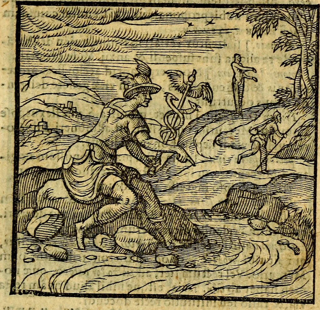 An illustration from Emblemata v. c. Andreae Alciati Mediolanensis iurisconsulti : cum facili & compe[n]diosa explicatione, qua obscura illustrantur, dubiáque omnia solvuntur, 1584, leaf 36