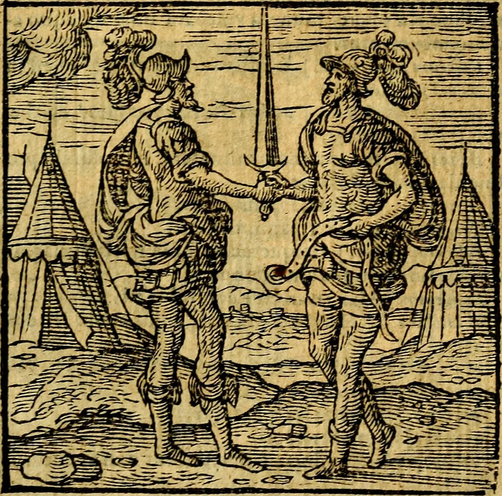 An illustration from Emblemata v. c. Andreae Alciati Mediolanensis iurisconsulti : cum facili & compe[n]diosa explicatione, qua obscura illustrantur, dubiáque omnia solvuntur, 1584, leaf 362