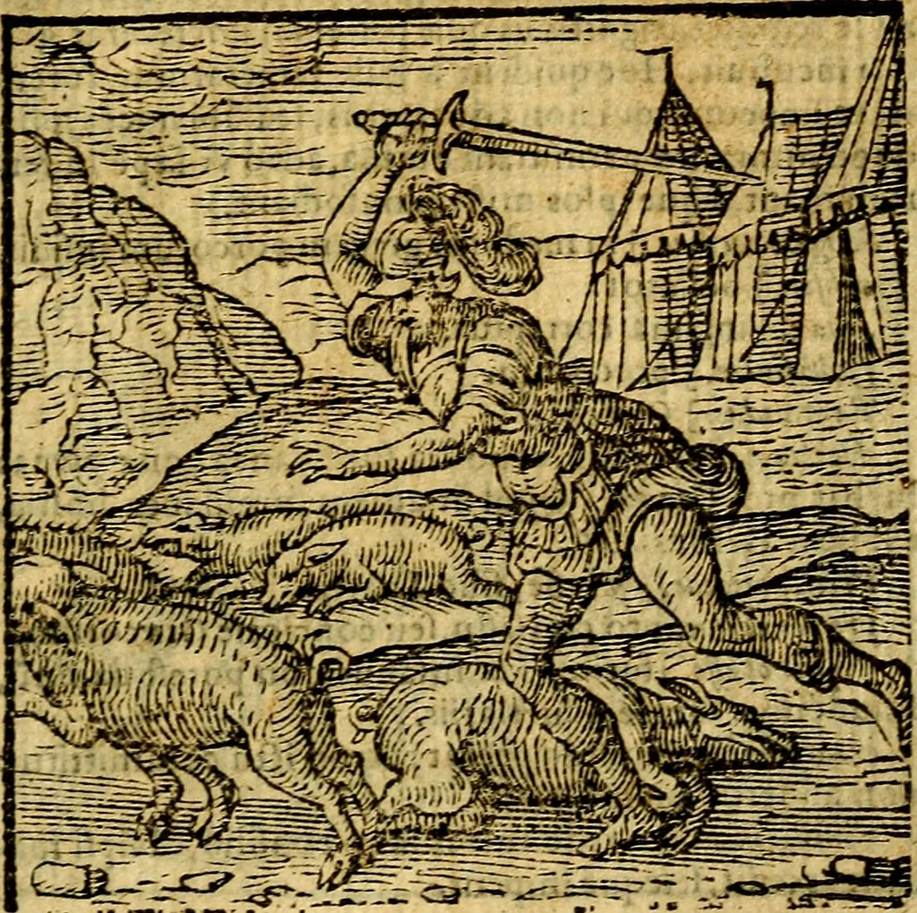 An illustration from Emblemata v. c. Andreae Alciati Mediolanensis iurisconsulti : cum facili & compe[n]diosa explicatione, qua obscura illustrantur, dubiáque omnia solvuntur, 1584, leaf 378