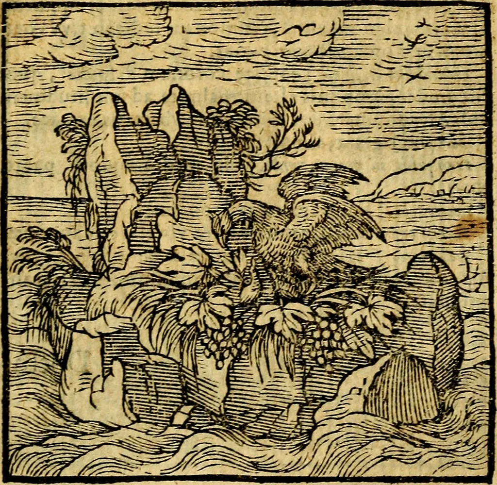 An illustration from Emblemata v. c. Andreae Alciati Mediolanensis iurisconsulti : cum facili & compe[n]diosa explicatione, qua obscura illustrantur, dubiáque omnia solvuntur, 1584, leaf 384