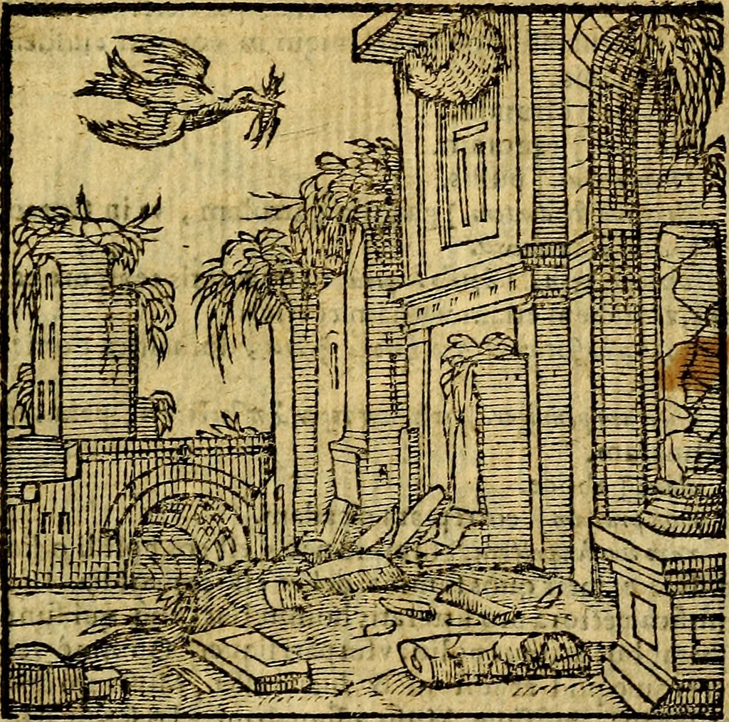 An illustration from Emblemata v. c. Andreae Alciati Mediolanensis iurisconsulti : cum facili & compe[n]diosa explicatione, qua obscura illustrantur, dubiáque omnia solvuntur, 1584, leaf 386