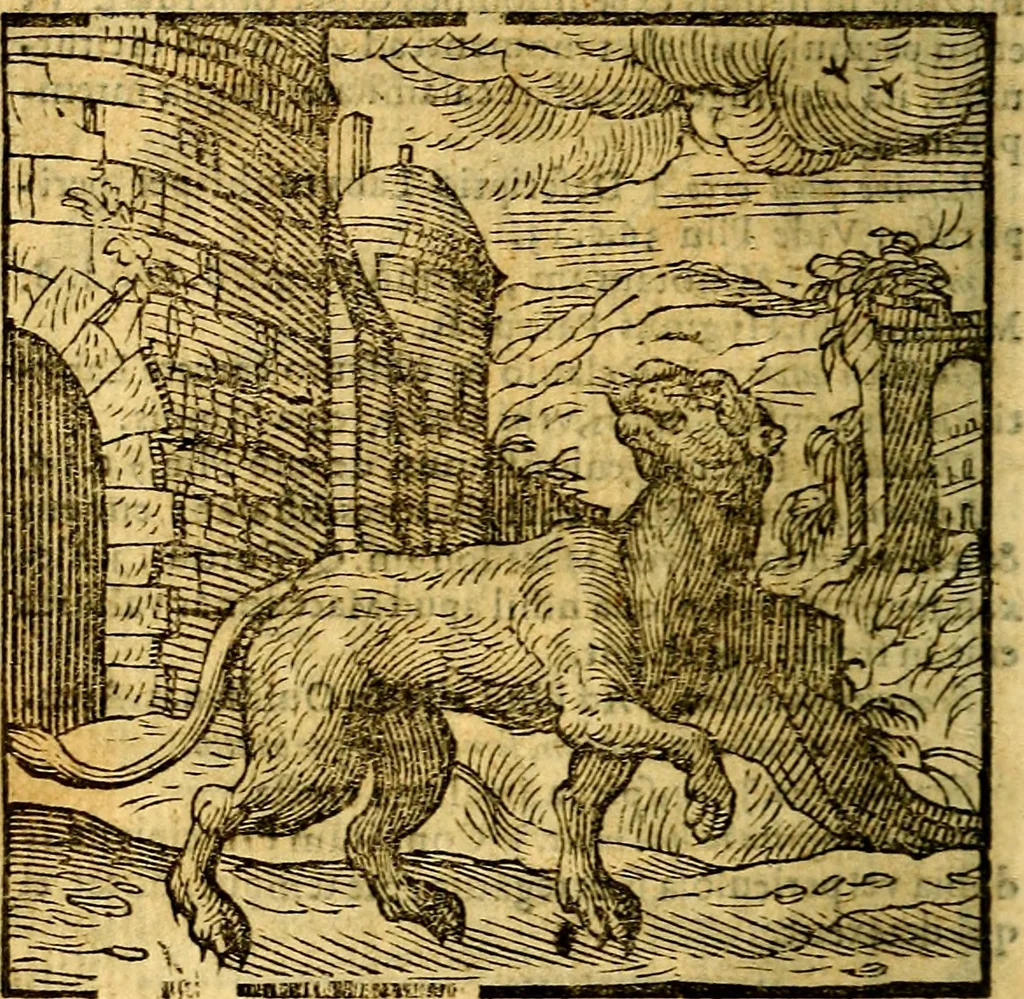An illustration from Emblemata v. c. Andreae Alciati Mediolanensis iurisconsulti : cum facili & compe[n]diosa explicatione, qua obscura illustrantur, dubiáque omnia solvuntur, 1584, leaf 47
