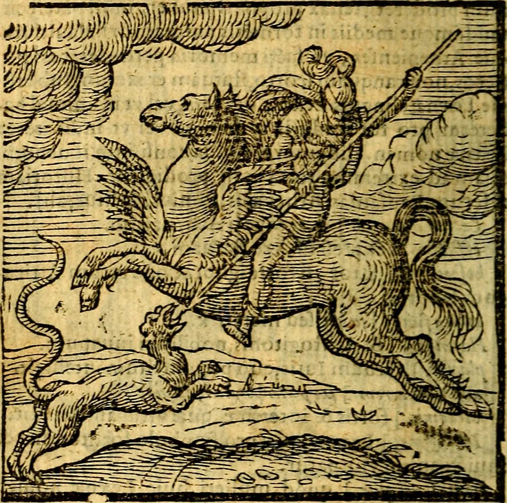 An illustration from Emblemata v. c. Andreae Alciati Mediolanensis iurisconsulti : cum facili & compe[n]diosa explicatione, qua obscura illustrantur, dubiáque omnia solvuntur, 1584, leaf 49