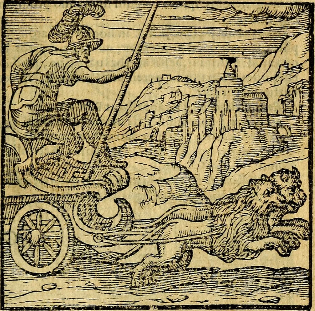 An illustration from Emblemata v. c. Andreae Alciati Mediolanensis iurisconsulti : cum facili & compe[n]diosa explicatione, qua obscura illustrantur, dubiáque omnia solvuntur, 1584, leaf 82