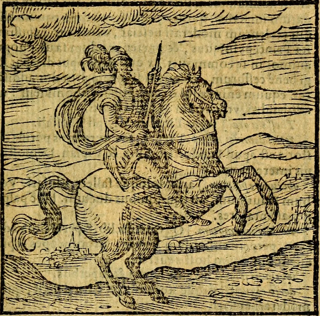 An illustration from Emblemata v. c. Andreae Alciati Mediolanensis iurisconsulti : cum facili & compe[n]diosa explicatione, qua obscura illustrantur, dubiáque omnia solvuntur, 1584, leaf 94