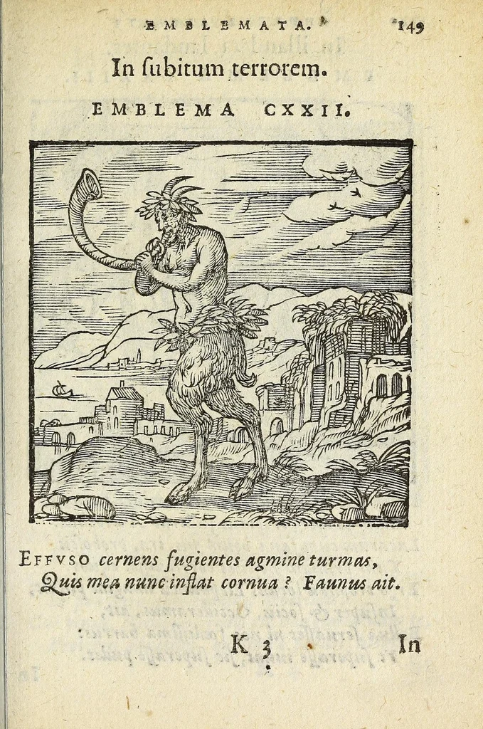 An illustration from Emblemata V.C. Andreæ Alciati Mediolanensis ivrisconsvlti : cum facii & compendiosa explicatione, quâ obscura illustrantur, dubiaq́ue omnia soluuntur, 1648, leaf 145