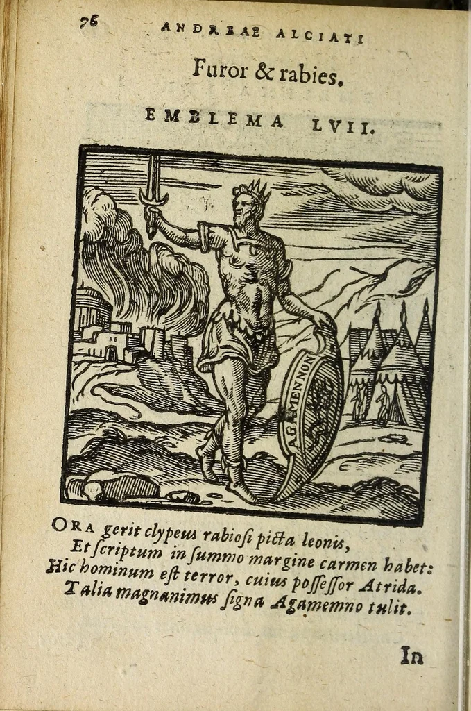 An illustration from Emblemata V.C. Andreæ Alciati Mediolanensis ivrisconsvlti : cum facii & compendiosa explicatione, quâ obscura illustrantur, dubiaq́ue omnia soluuntur, 1648, leaf 74