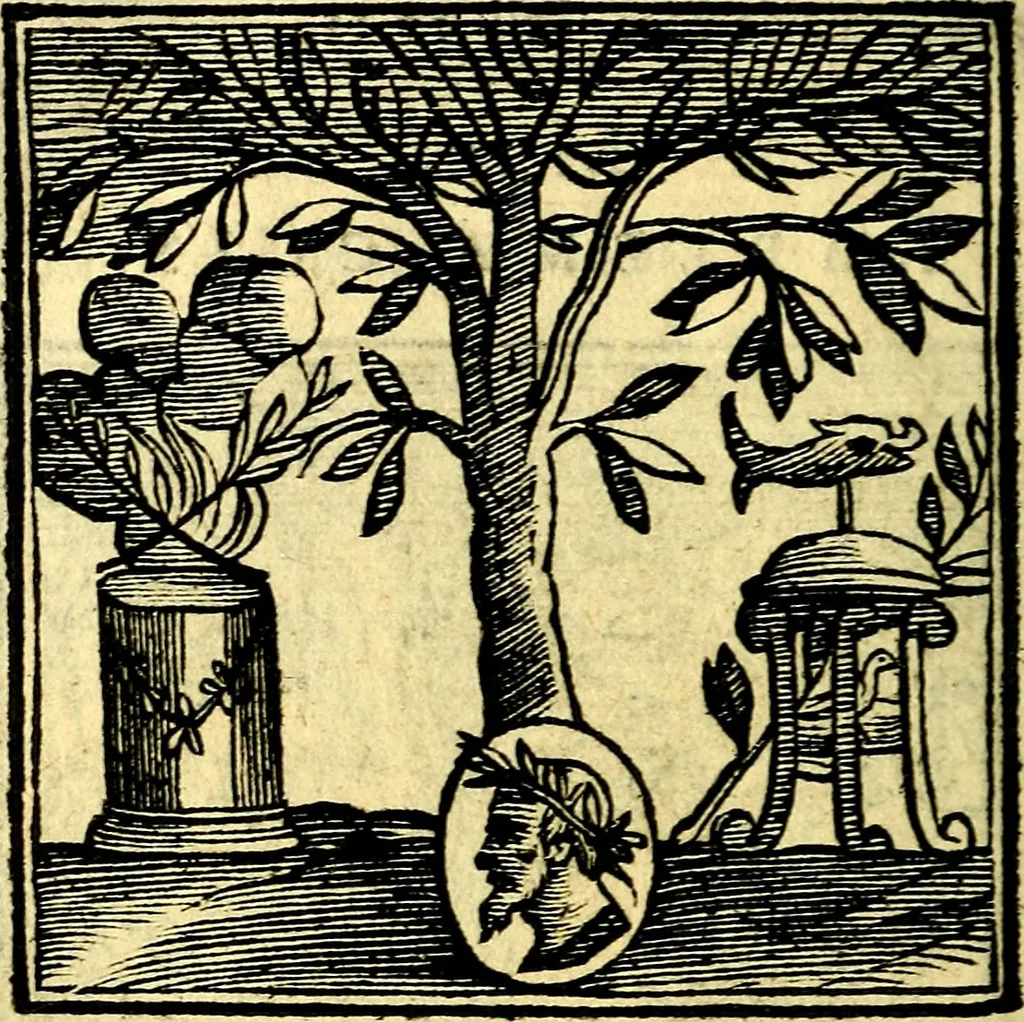 An illustration from Emblemata v. cl. Andreae Alciati : cū imaginibus plerisque restitutis ad mentem auctoris, 1618, leaf 423