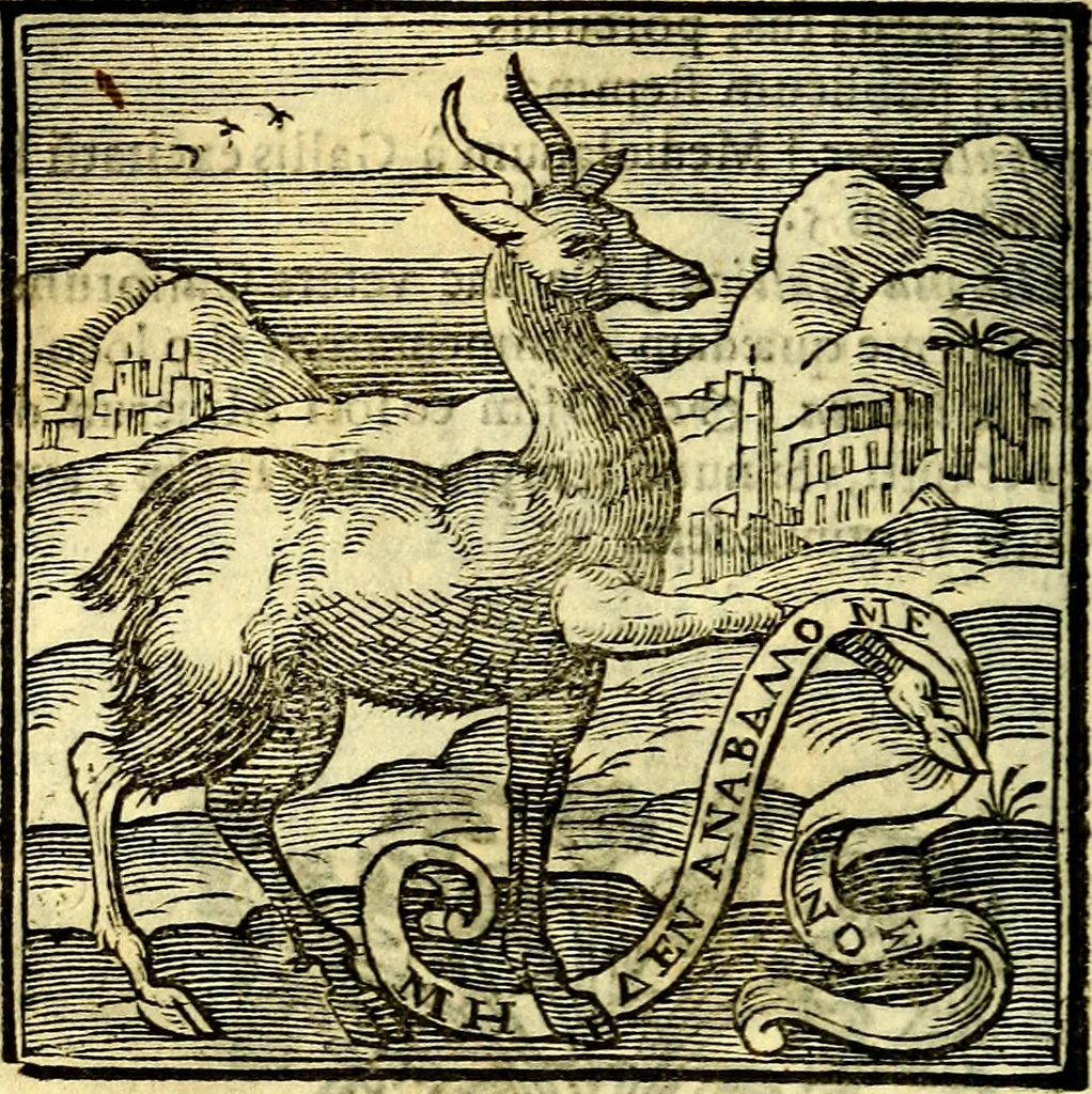 An illustration from Emblemata v. cl. Andreae Alciati : cū imaginibus plerisque restitutis ad mentem auctoris, 1618, leaf 59