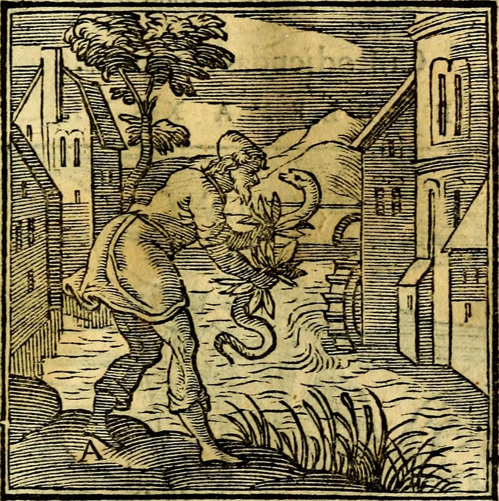 An illustration from Emblemata v. cl. Andreae Alciati : cū imaginibus plerisque restitutis ad mentem auctoris, 1618, leaf 94