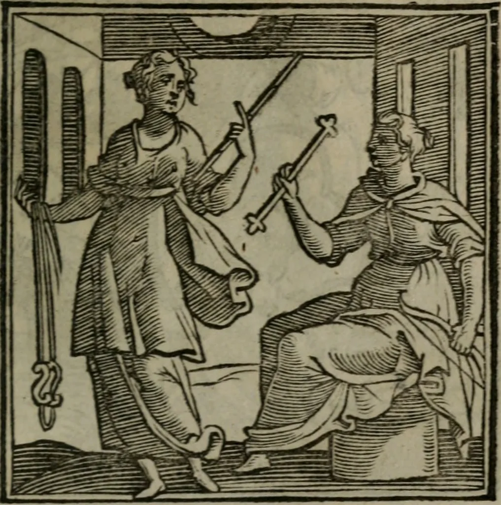 An illustration from Emblemata v. cl. Andreae Alciati : cu imaginibus plerisque restitutis ad mentem auctoris, 1618, leaf 144