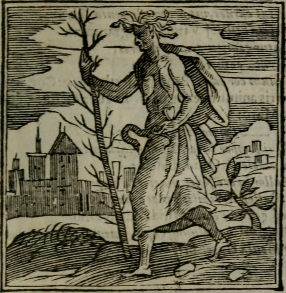 An illustration from Emblemata v. cl. Andreae Alciati : cu imaginibus plerisque restitutis ad mentem auctoris, 1618, leaf 182