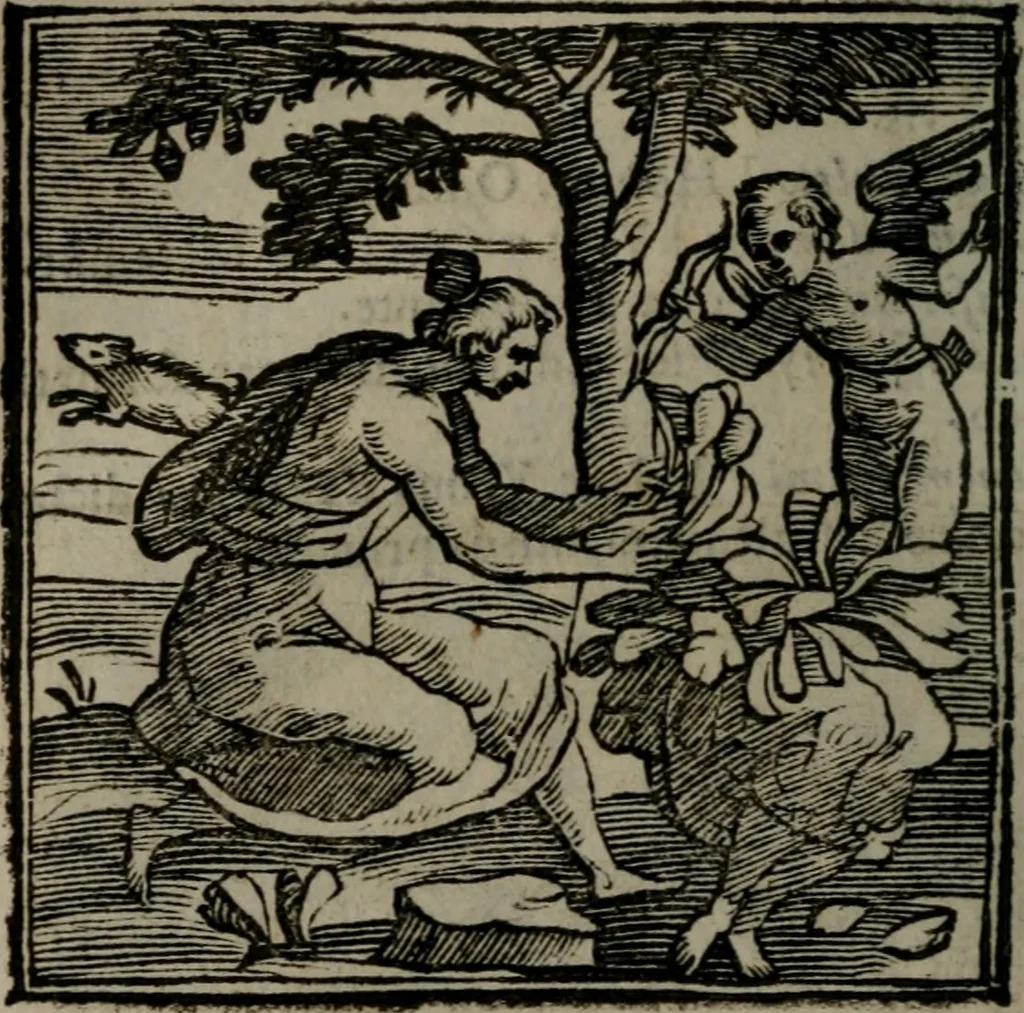 An illustration from Emblemata v. cl. Andreae Alciati : cu imaginibus plerisque restitutis ad mentem auctoris, 1618, leaf 193