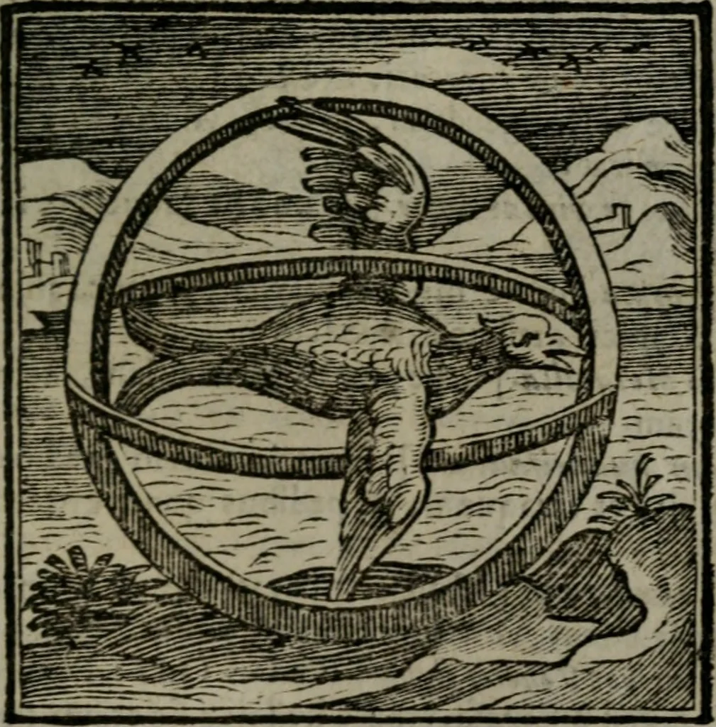An illustration from Emblemata v. cl. Andreae Alciati : cu imaginibus plerisque restitutis ad mentem auctoris, 1618, leaf 194