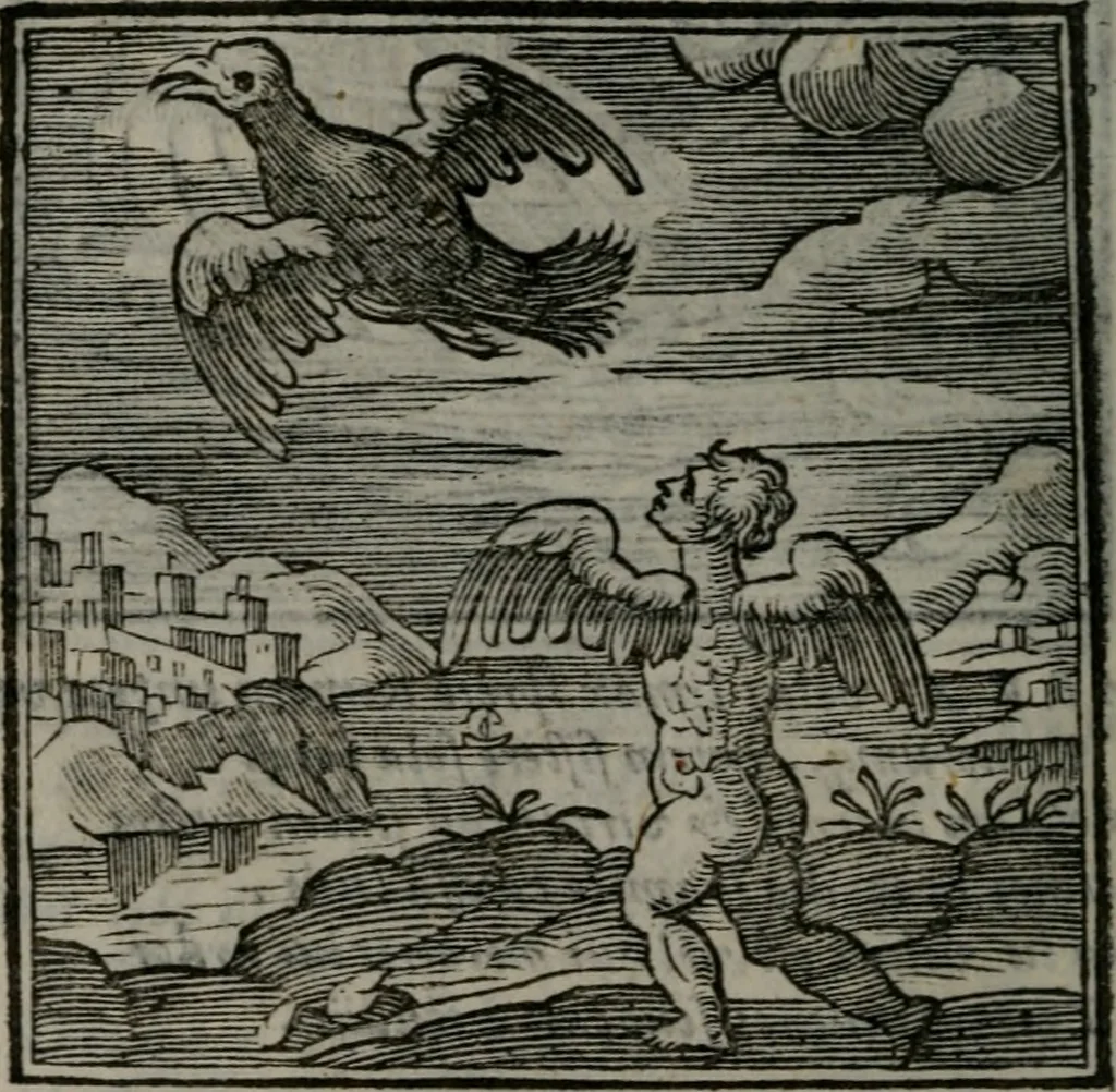 An illustration from Emblemata v. cl. Andreae Alciati : cu imaginibus plerisque restitutis ad mentem auctoris, 1618, leaf 201