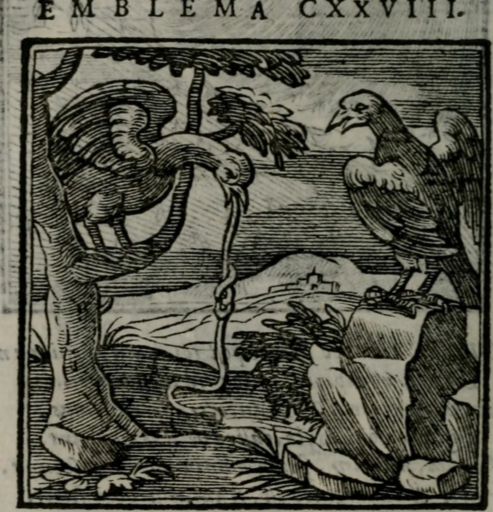 An illustration from Emblemata v. cl. Andreae Alciati : cu imaginibus plerisque restitutis ad mentem auctoris, 1618, leaf 263