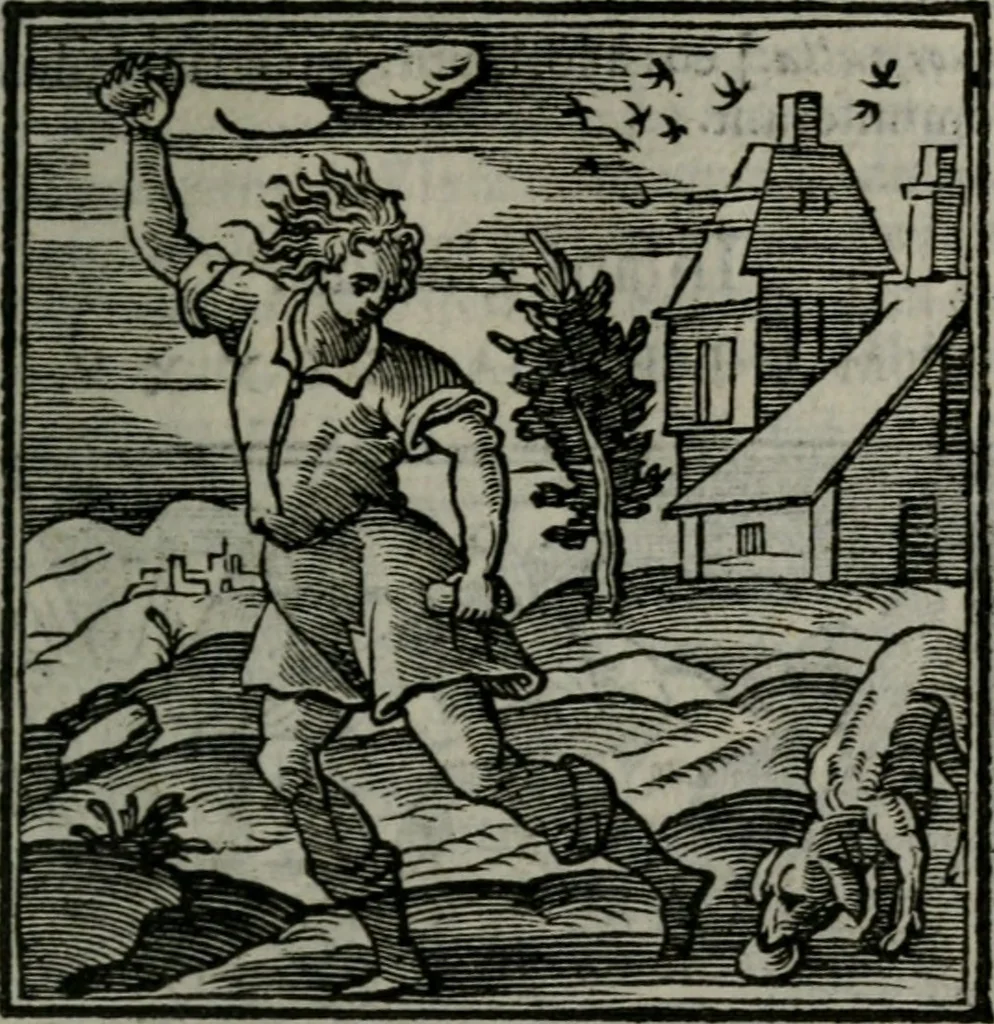An illustration from Emblemata v. cl. Andreae Alciati : cu imaginibus plerisque restitutis ad mentem auctoris, 1618, leaf 346