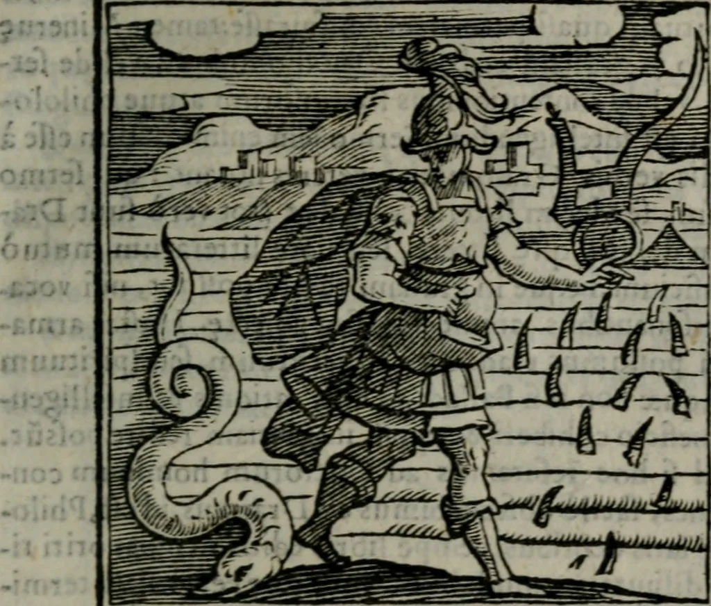 An illustration from Emblemata v. cl. Andreae Alciati : cu imaginibus plerisque restitutis ad mentem auctoris, 1618, leaf 366