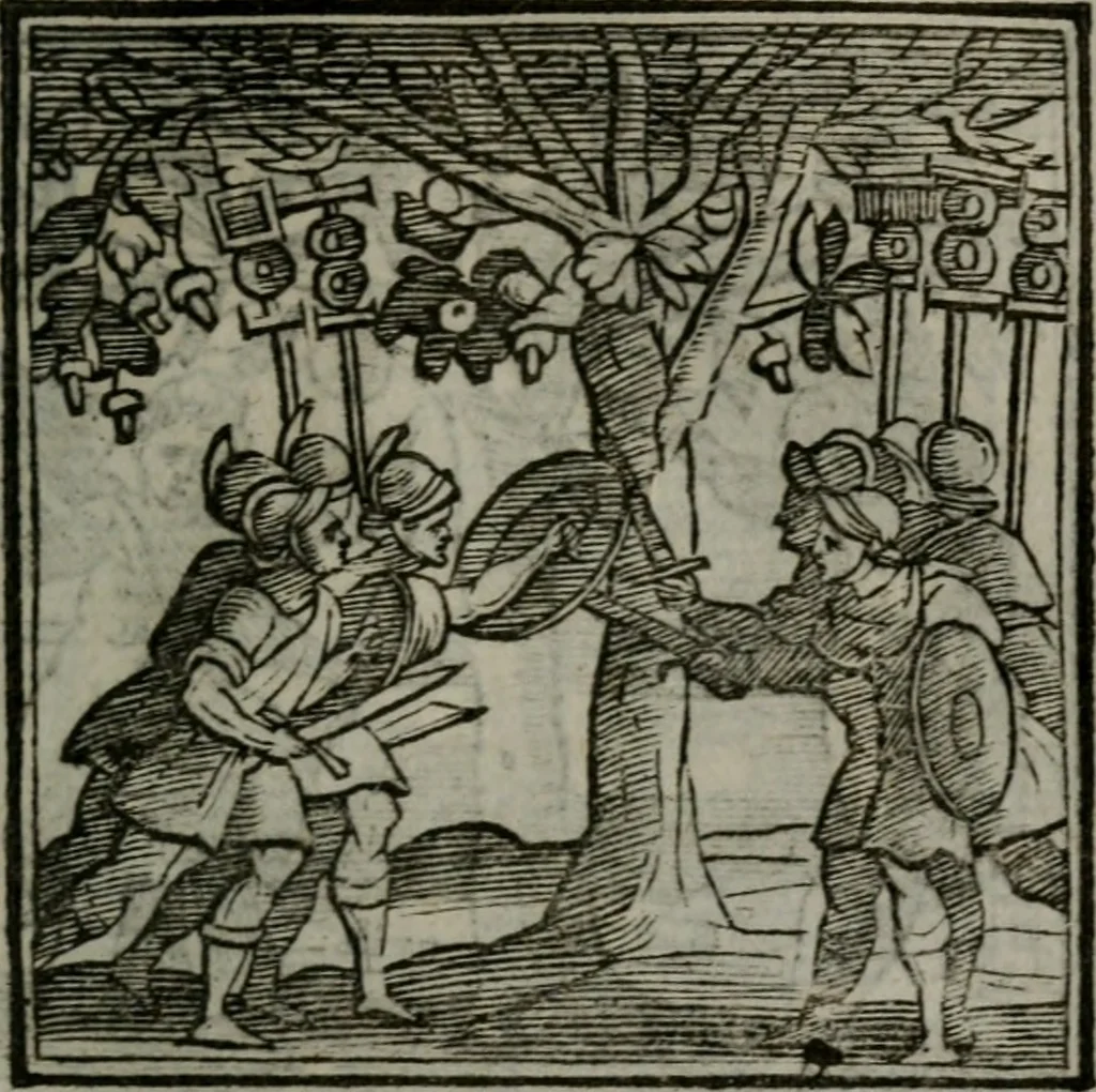 An illustration from Emblemata v. cl. Andreae Alciati : cu imaginibus plerisque restitutis ad mentem auctoris, 1618, leaf 402