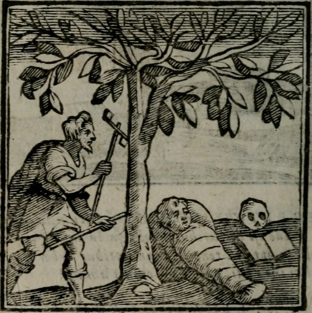 An illustration from Emblemata v. cl. Andreae Alciati : cu imaginibus plerisque restitutis ad mentem auctoris, 1618, leaf 405