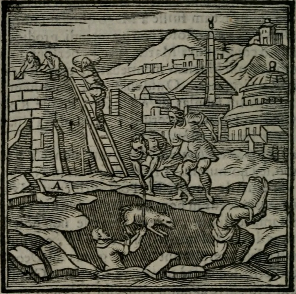 An illustration from Emblemata v. cl. Andreae Alciati : cu imaginibus plerisque restitutis ad mentem auctoris, 1618, leaf 57