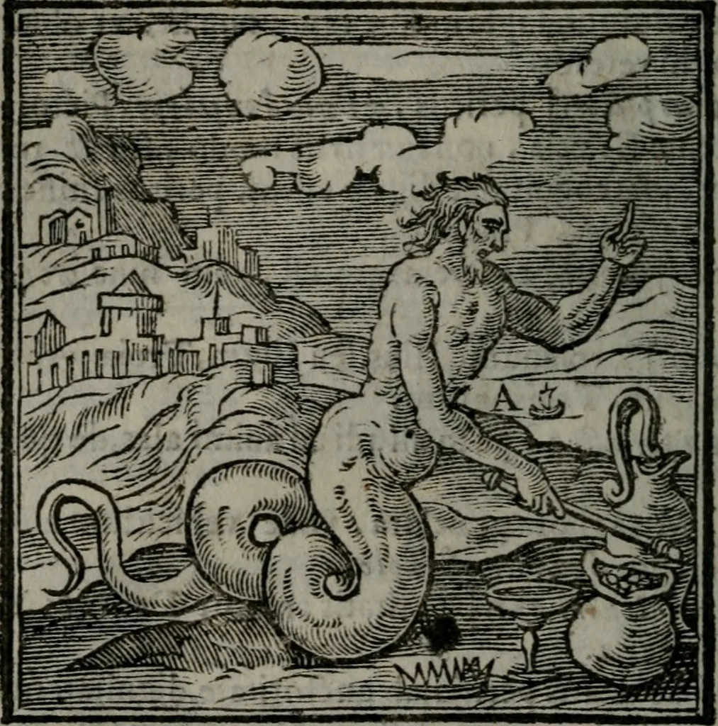 An illustration from Emblemata v. cl. Andreae Alciati : cu imaginibus plerisque restitutis ad mentem auctoris, 1618, leaf 63