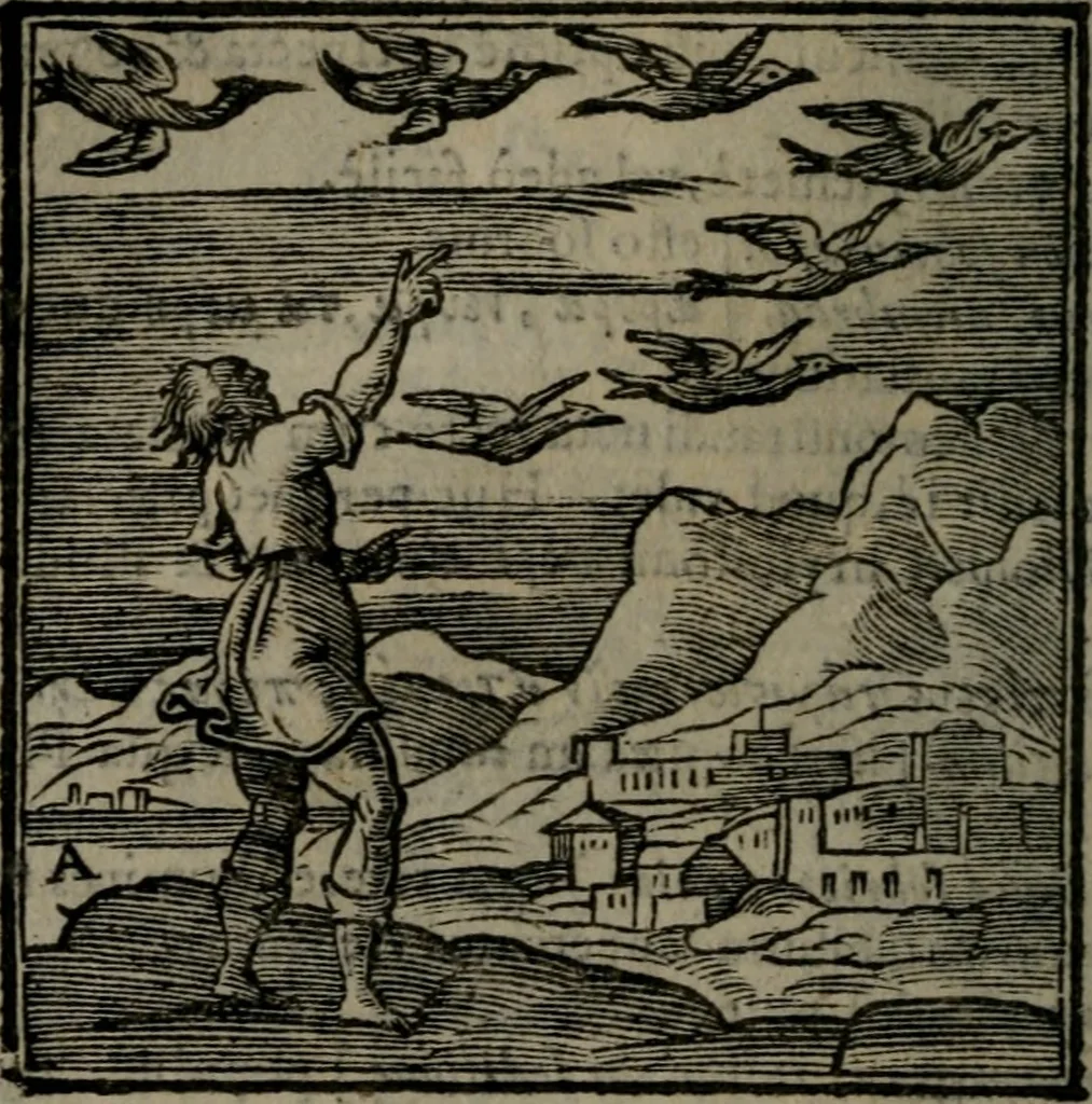 An illustration from Emblemata v. cl. Andreae Alciati : cu imaginibus plerisque restitutis ad mentem auctoris, 1618, leaf 87