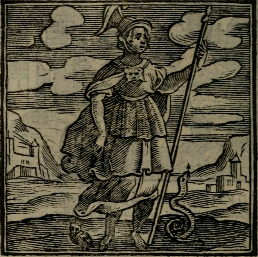 An illustration from Emblemata v. cl. Andreae Alciati : cu imaginibus plerisque restitutis ad mentem auctoris, 1618, leaf 95