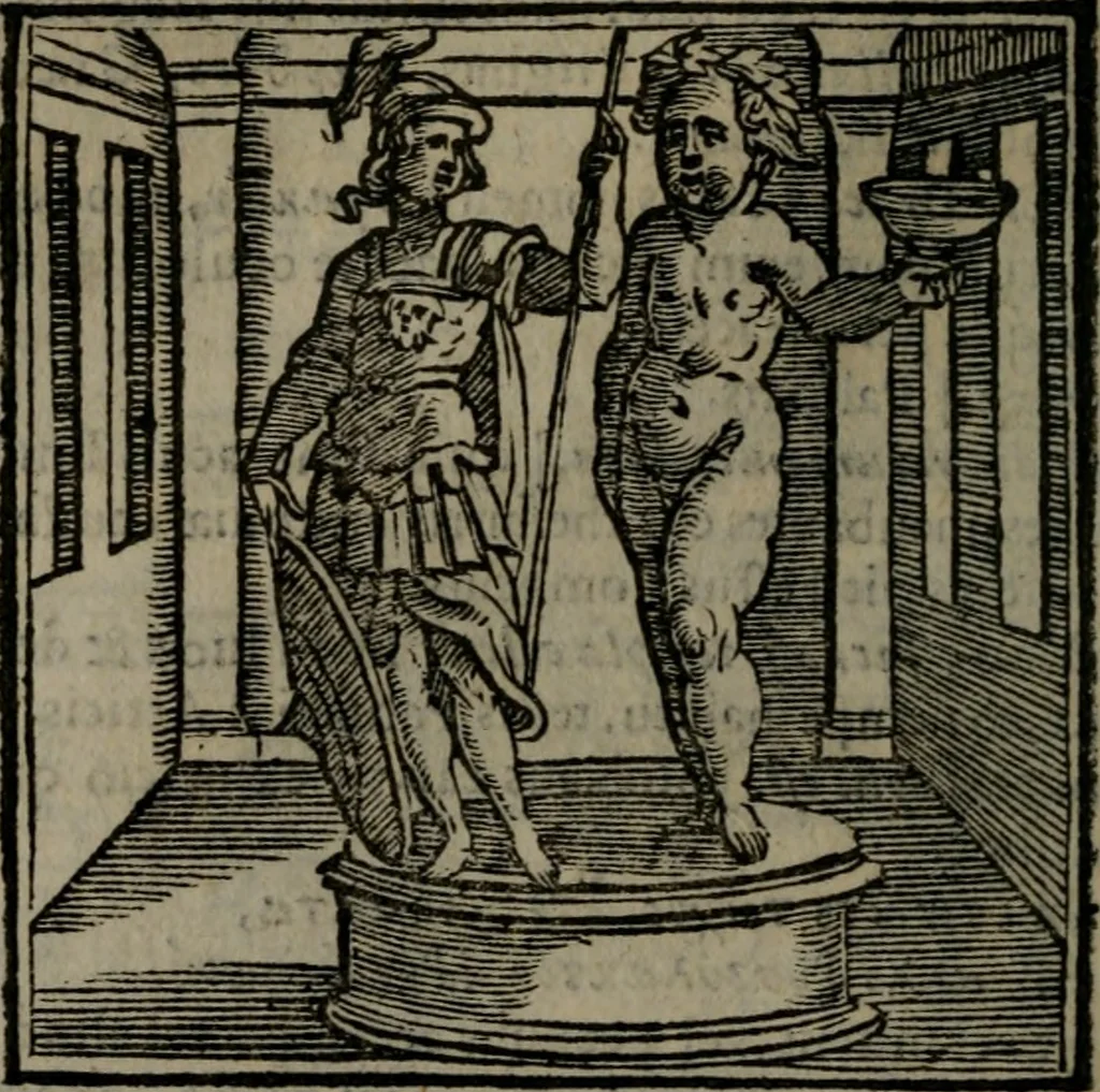 An illustration from Emblemata v. cl. Andreae Alciati : cu imaginibus plerisque restitutis ad mentem auctoris, 1618, leaf 97