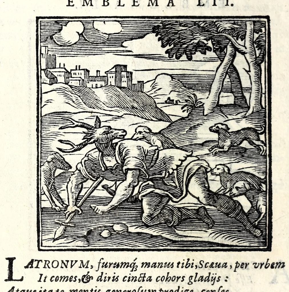 An illustration from Emblemata v. cl. Andreae Alciati : cu[m] imaginibus plerisque restitutis ad mentem auctoris, 1618, leaf 158