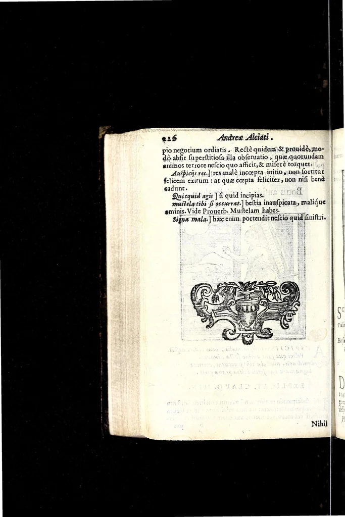 An illustration from Emblemata v. cl. Andreae Alciati : cu[m] imaginibus plerisque restitutis ad mentem auctoris, 1618, leaf 282