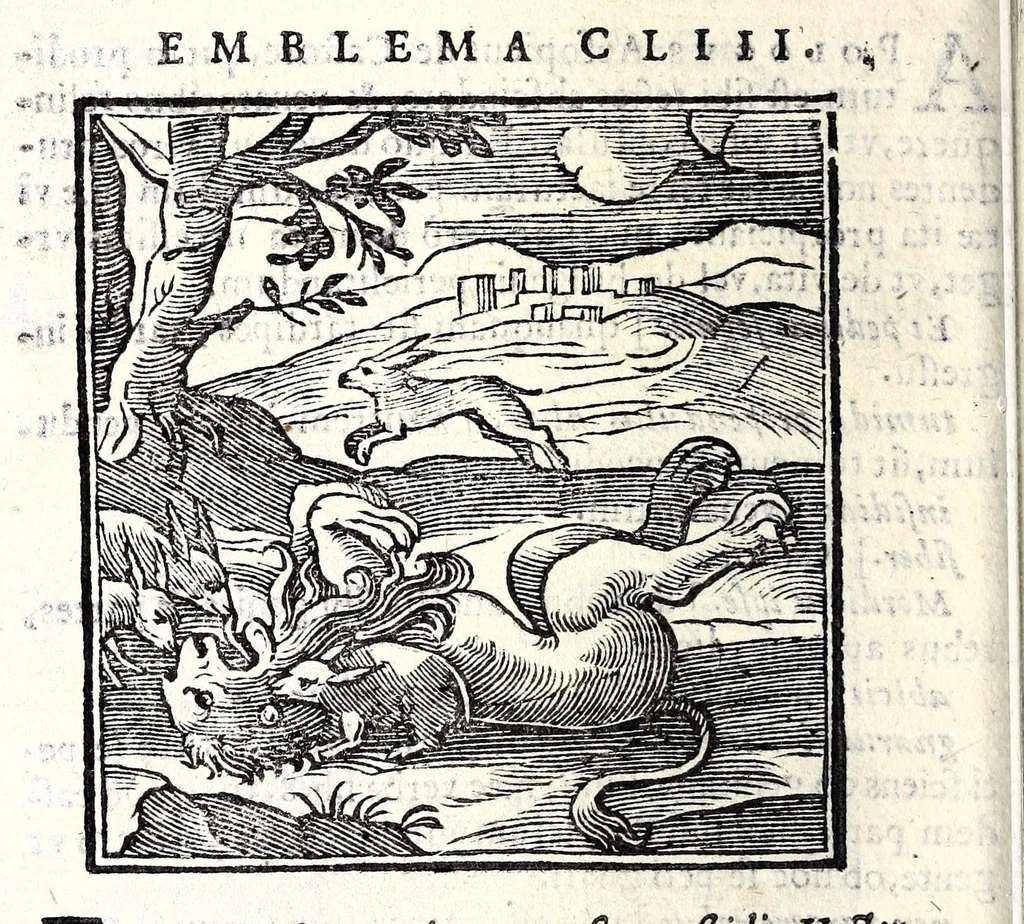 An illustration from Emblemata v. cl. Andreae Alciati : cu[m] imaginibus plerisque restitutis ad mentem auctoris, 1618, leaf 332